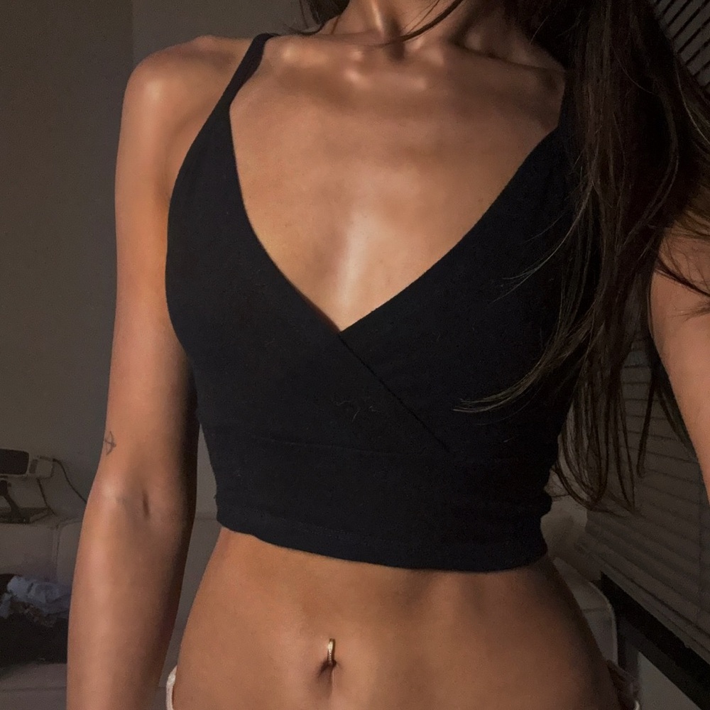Brandy Melville Black Spaghetti Strap Crop Top